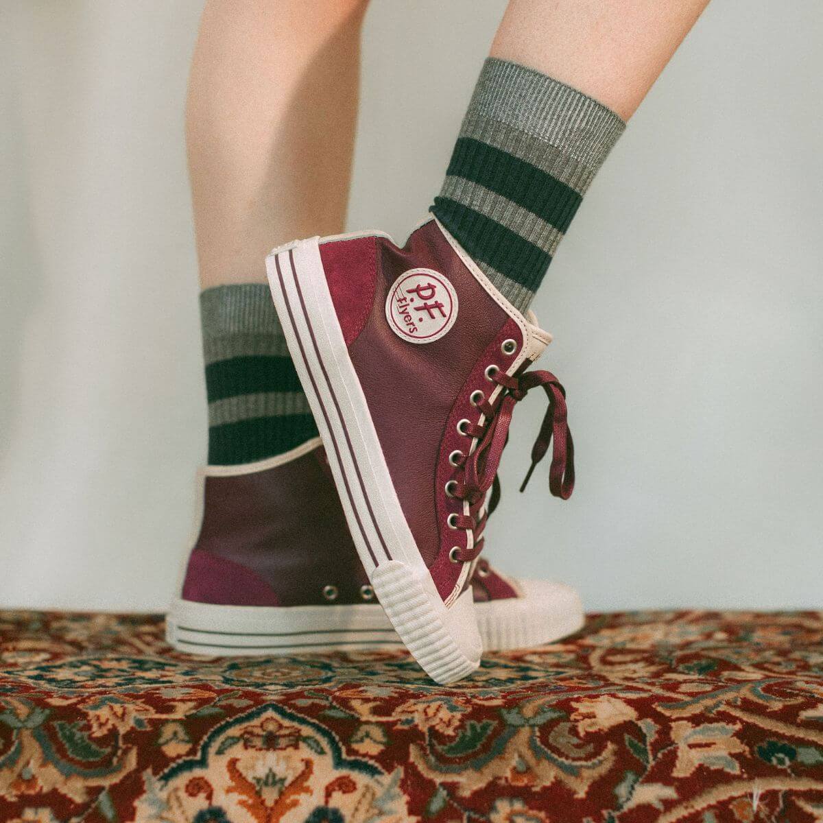Center Vintage High-Top Burgundy/Antique White - Image 3